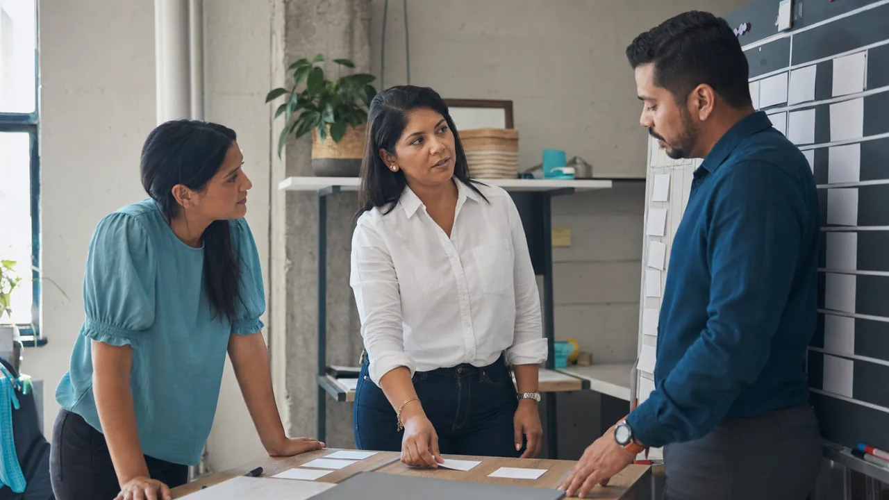 Líder de operaciones definiendo prioridades y próximos pasos con su equipo