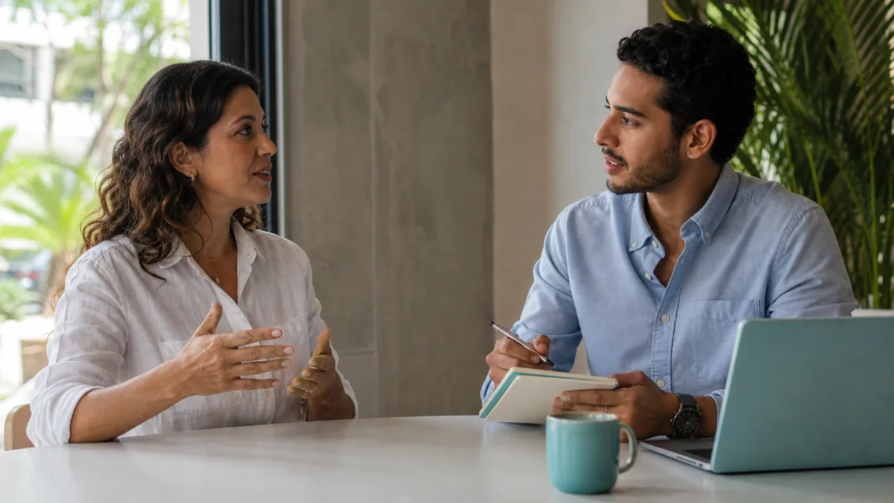 Dos profesionales conversando y verificando que el mensaje quedó comprendido